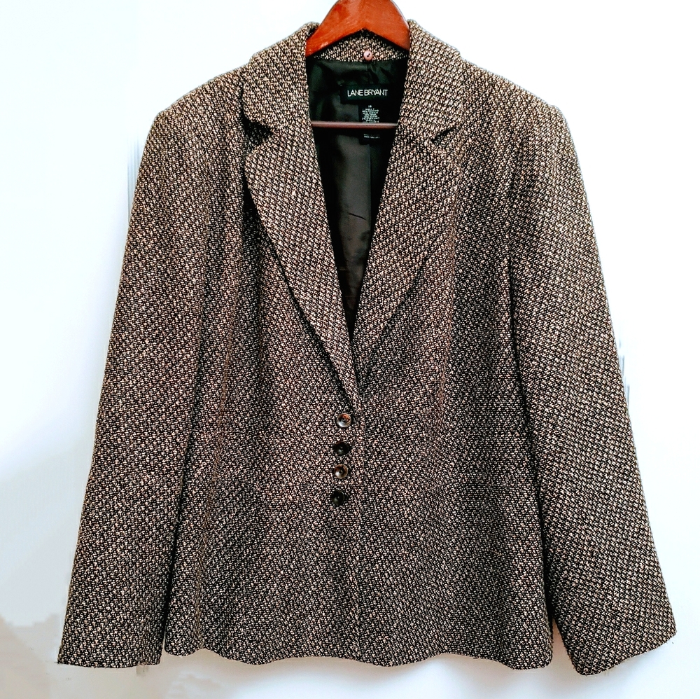 Lane Bryant | 18 Tweed blazer jacket brown wool